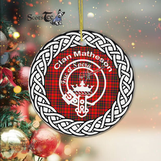 Matheson Clan Tartan Crest Badge Plaid Ornament Gift. Christmas Tree Ornament Tartan Ornament Great Christmas Ornaments Gift