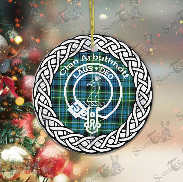 Arbuthnott Clan Tartan Crest Badge Plaid Ornament Gift. Christmas Tree Ornament Arbuthnott Clan Tartan Ornament Great Christmas Ornaments Gift