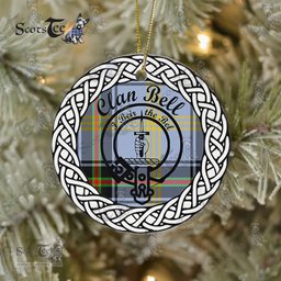 Bell Clan Tartan Crest Badge Plaid Ornament Gift. Christmas Tree Ornament Bell Clan Tartan Ornament Great Christmas Ornaments Gift