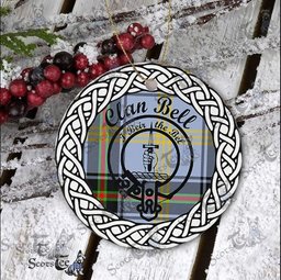 Bell Clan Tartan Crest Badge Plaid Ornament Gift. Christmas Tree Ornament Bell Clan Tartan Ornament Great Christmas Ornaments Gift