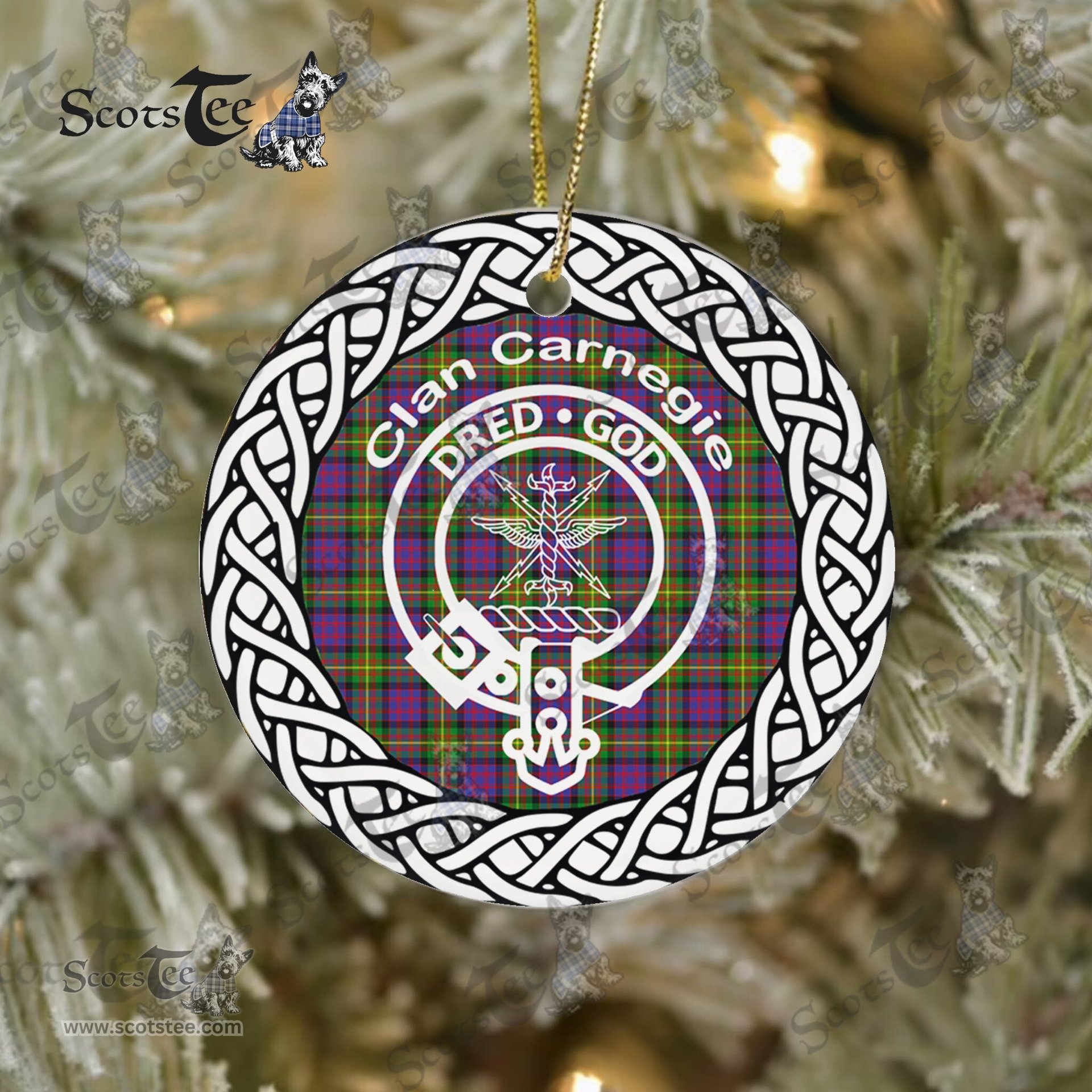Carnegie Clan Tartan Crest Badge Plaid Ornament Gift. Christmas Tree Ornament Carnegie Clan Tartan Ornament Great Calder Ornaments Gift