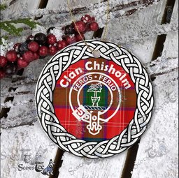 Chisholm Clan Tartan Crest Badge Plaid Ornament Gift. Christmas Tree Ornament Chisholm Clan Tartan Ornament Great Christmas Ornaments Gift