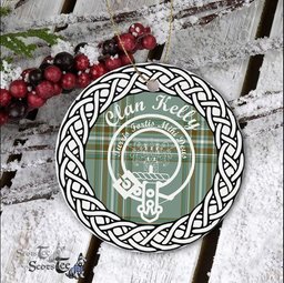 Kelly Clan Tartan Crest Badge Plaid Ornament Gift. Christmas Tree Ornament Tartan Ornament Great Christmas Ornaments Gift