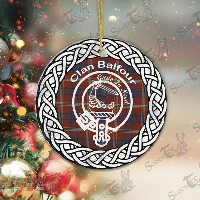 Balfour Clan Tartan Crest Badge Plaid Ornament Gift. Christmas Tree Ornament Balfour Clan Tartan Ornament Great Christmas Ornaments Gift