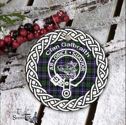 Galbraith Clan Tartan Crest Badge Plaid Ornament Gift. Christmas Tree Ornament Tartan Ornament Great Christmas Ornaments Gift