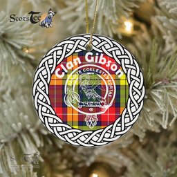 Gibson Clan Tartan Crest Badge Plaid Ornament Gift. Christmas Tree Ornament Tartan Ornament Great Christmas Ornaments Gift