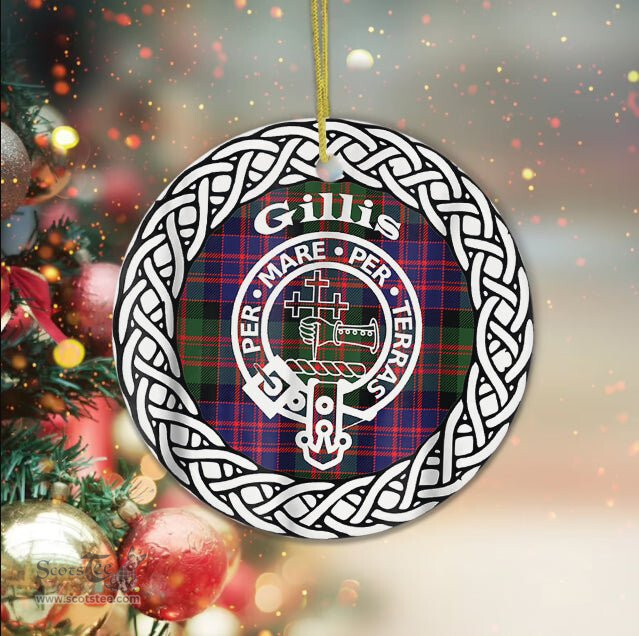 Gillis Scottish Clan Tartan Crest Badge Old Plaid Ornament Gift. Christmas Tree Ornament Tartan Ornament Great Christmas Ornaments Gift