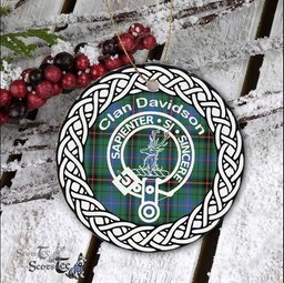 Davidson Ancient Clan Tartan Crest Badge Plaid Ornament Gift. Christmas Tree Ornament Tartan Ornament Great Christmas Ornaments Gift