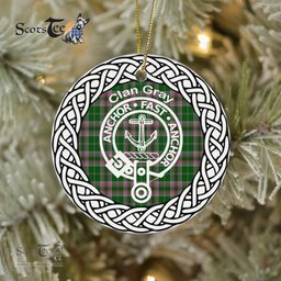 Gray Clan Tartan Crest Badge Plaid Ornament Gift. Christmas Tree Ornament Tartan Ornament Great Christmas Ornaments Gift