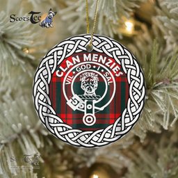 Menzies Scottish Clan Tartan Crest Badge Old Plaid Ornament Gift. Christmas Tree Ornament Tartan Ornament Great Christmas Ornaments Gift