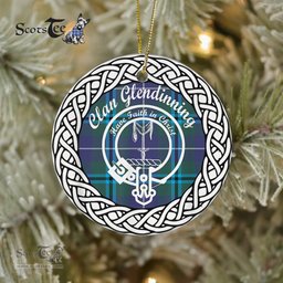 Glendinning Clan Tartan Crest Badge Plaid Ornament Gift. Christmas Tree Ornament Tartan Ornament Great Christmas Ornaments Gift