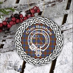 Belshes Clan Tartan Crest Badge Plaid Ornament Gift. Christmas Tree Ornament Belshes Clan Tartan Ornament Great Christmas Ornaments Gift