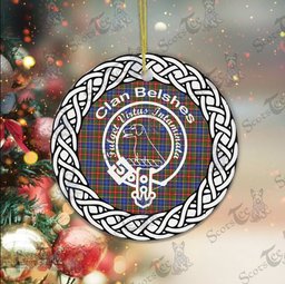 Belshes Clan Tartan Crest Badge Plaid Ornament Gift. Christmas Tree Ornament Belshes Clan Tartan Ornament Great Christmas Ornaments Gift