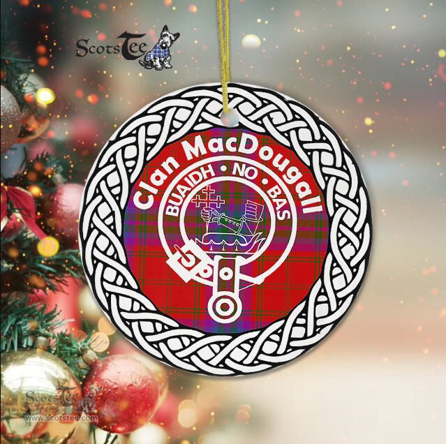 MacDougall Scottish Clan Tartan Crest Badge Old Plaid Ornament Gift. Christmas Tree Ornament Tartan Ornament Great Christmas Ornaments Gift