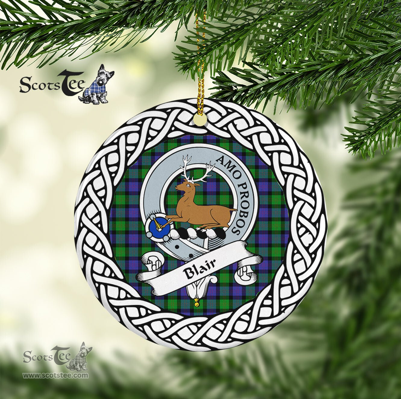 Blair Scottish Clan Tartan Crest Badge Old Plaid Ornament Gift. Christmas Tree Ornament Tartan Ornament Great Christmas Ornaments Gift