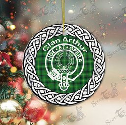 Arthur Clan Tartan Crest Badge Plaid Ornament Gift. Christmas Tree Ornament Arthur Clan Tartan Ornament Great Christmas Ornaments Gift