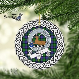 Blair Scottish Clan Tartan Crest Badge Old Plaid Ornament Gift. Christmas Tree Ornament Tartan Ornament Great Christmas Ornaments Gift