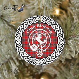 Binning Clan Tartan Crest Badge Plaid Ornament Gift. Christmas Tree Ornament Binning Clan Tartan Ornament Great Christmas Ornaments Gift