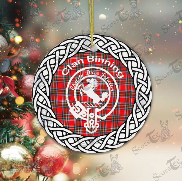 Binning Clan Tartan Crest Badge Plaid Ornament Gift. Christmas Tree Ornament Binning Clan Tartan Ornament Great Christmas Ornaments Gift