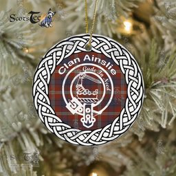 Ainslie Clan Tartan Crest Badge Plaid Ornament Gift. Christmas Tree Ornament Ainslie Clan Tartan Ornament Great Christmas Ornaments Gift