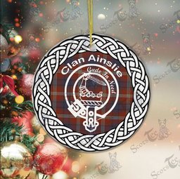 Ainslie Clan Tartan Crest Badge Plaid Ornament Gift. Christmas Tree Ornament Ainslie Clan Tartan Ornament Great Christmas Ornaments Gift