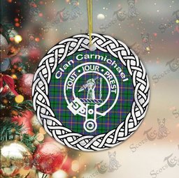 Carmichael Clan Tartan Crest Badge Plaid Ornament Gift. Christmas Tree Ornament Tartan Ornament Great Christmas Ornaments Gift