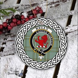 Kelly Scottish Clan Tartan Crest Badge Old Plaid Ornament Gift. Christmas Tree Ornament Tartan Ornament Great Christmas Ornaments Gift