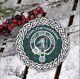 Carmichael Clan Tartan Crest Badge Plaid Ornament Gift. Christmas Tree Ornament Tartan Ornament Great Christmas Ornaments Gift