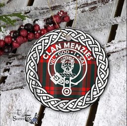 Menzies Scottish Clan Tartan Crest Badge Old Plaid Ornament Gift. Christmas Tree Ornament Tartan Ornament Great Christmas Ornaments Gift