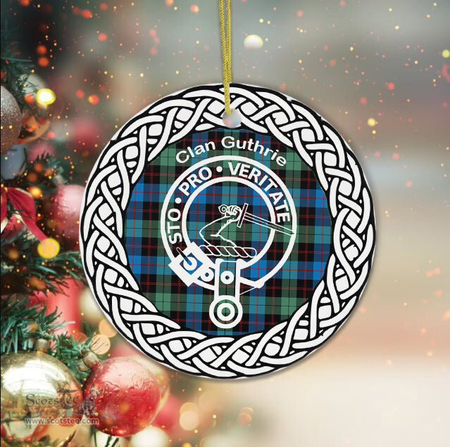 Guthrie Clan Tartan Crest Badge Plaid Ornament Gift. Christmas Tree Ornament Tartan Ornament Great Christmas Ornaments Gift