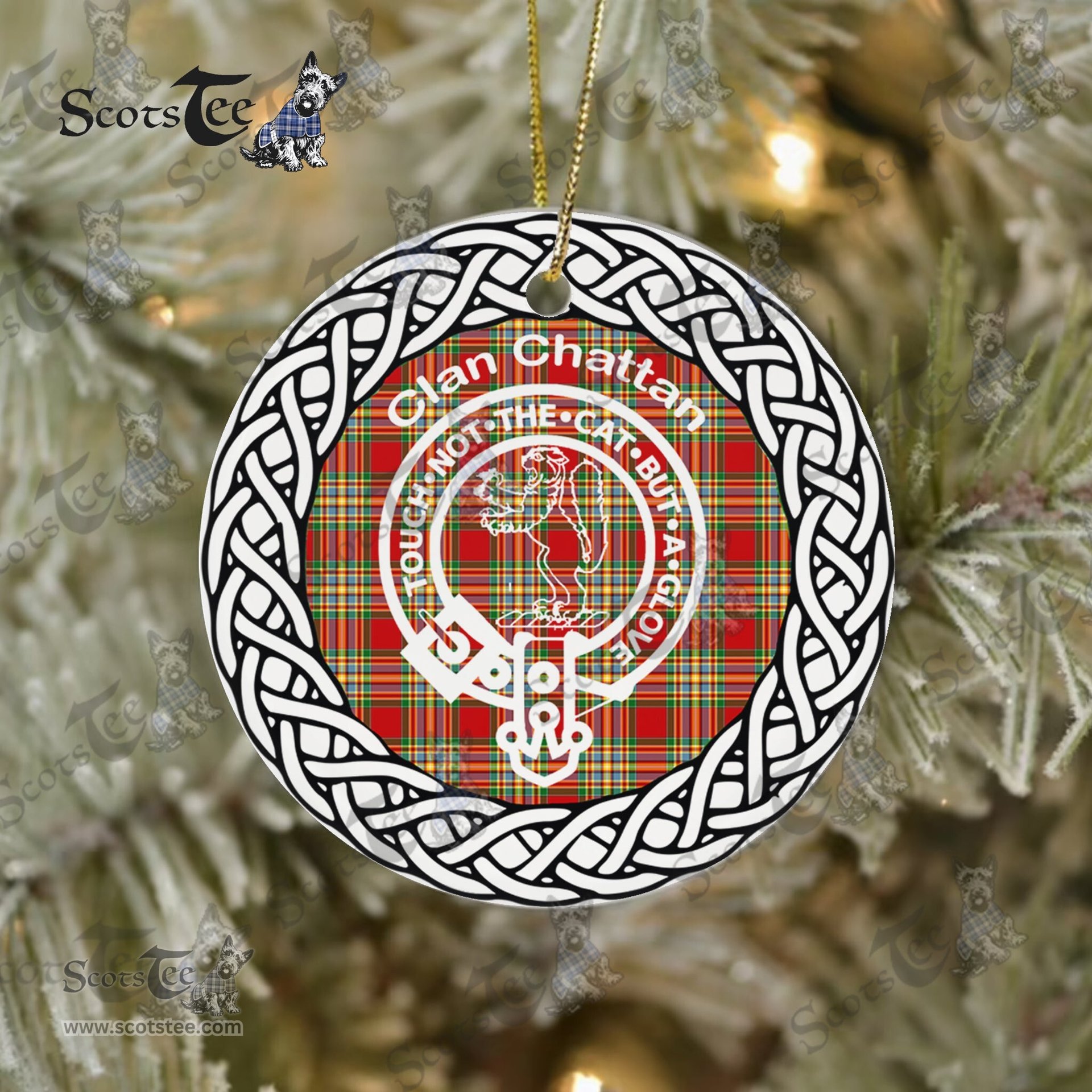 Chattan Clan Tartan Crest Badge Plaid Ornament Gift. Christmas Tree Ornament Chattan Clan Tartan Ornament Great Christmas Ornaments Gift