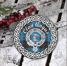 Angus Clan Tartan Crest Badge Plaid Ornament Gift. Christmas Tree Ornament Angus Clan Tartan Ornament Great Christmas Ornaments Gift