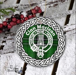 MacLean Scottish Clan Tartan Crest Badge Old Plaid Ornament Gift. Christmas Tree Ornament Tartan Ornament Great Christmas Ornaments Gift