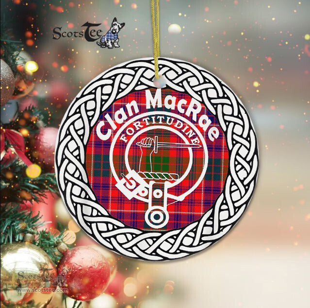 MacRae Scottish Clan Tartan Crest Badge Old Plaid Ornament Gift. Christmas Tree Ornament Tartan Ornament Great Christmas Ornaments Gift