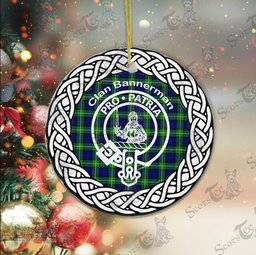 Bannerman Clan Tartan Crest Badge Plaid Ornament Gift. Christmas Tree Ornament Bannerman Clan Tartan Ornament Great Christmas Ornaments Gift