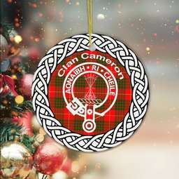 Cameron Clan Tartan Crest Badge Plaid Ornament Gift. Christmas Tree Ornament Cameron Clan Tartan Ornament Great Calder Ornaments Gift