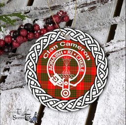 Cameron Clan Tartan Crest Badge Plaid Ornament Gift. Christmas Tree Ornament Cameron Clan Tartan Ornament Great Calder Ornaments Gift