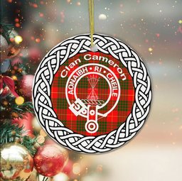 Cameron Clan Tartan Crest Badge Plaid Ornament Gift. Christmas Tree Ornament Cameron Clan Tartan Ornament Great Calder Ornaments Gift