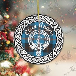 Angus Clan Tartan Crest Badge Plaid Ornament Gift. Christmas Tree Ornament Angus Clan Tartan Ornament Great Christmas Ornaments Gift