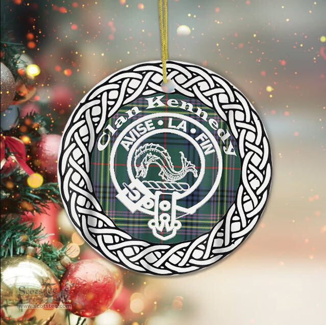 Kennedy Clan Tartan Crest Badge Plaid Ornament Gift. Christmas Tree Ornament Tartan Ornament Great Christmas Ornaments Gift