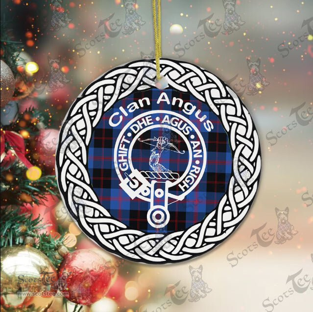 Angus Modern Clan Tartan Crest Badge Plaid Ornament Gift. Christmas Tree Ornament Angus Clan Tartan Ornament Great Christmas Ornaments Gift
