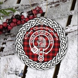 Cunningham Clan Tartan Crest Badge Plaid Ornament Gift. Christmas Tree Ornament Cunningham Clan Tartan Ornament Great Christmas Ornaments Gift
