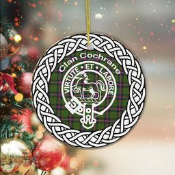 Cochrane Clan Tartan Crest Badge Plaid Ornament Gift. Christmas Tree Ornament Cochrane Clan Tartan Ornament Great Christmas Ornaments Gift