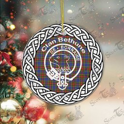 Bethune Clan Tartan Crest Badge Plaid Ornament Gift. Christmas Tree Ornament Bethune Clan Tartan Ornament Great Christmas Ornaments Gift