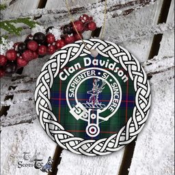 Davidson Clan Tartan Crest Badge Plaid Ornament Gift. Christmas Tree Ornament Tartan Ornament Great Christmas Ornaments Gift
