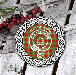 Grierson Clan Tartan Crest Badge Plaid Ornament Gift. Christmas Tree Ornament Tartan Ornament Great Christmas Ornaments Gift