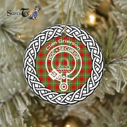 Grierson Clan Tartan Crest Badge Plaid Ornament Gift. Christmas Tree Ornament Tartan Ornament Great Christmas Ornaments Gift