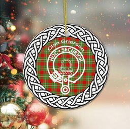Grierson Clan Tartan Crest Badge Plaid Ornament Gift. Christmas Tree Ornament Tartan Ornament Great Christmas Ornaments Gift