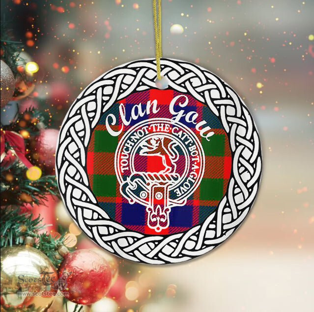 Gow Clan Tartan Crest Badge Plaid Ornament Gift. Christmas Tree Ornament Tartan Ornament Great Christmas Ornaments Gift