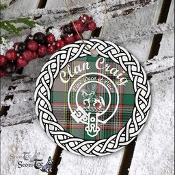 Craig Clan Tartan Crest Badge Plaid Ornament Gift. Christmas Tree Ornament Craig Clan Tartan Ornament Great Christmas Ornaments Gift